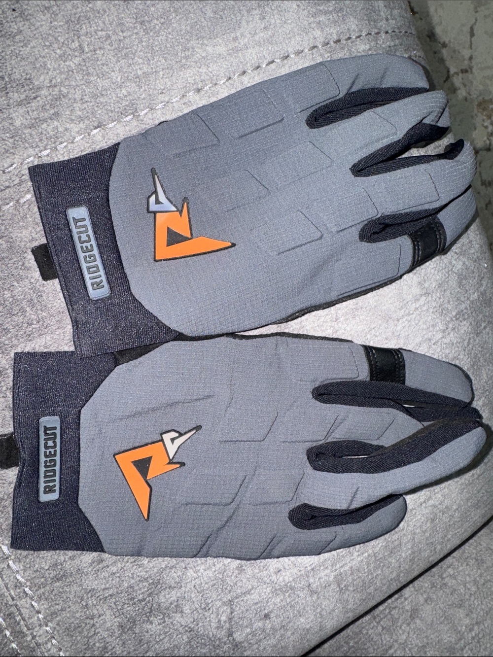 Men's Gray and Black All-Season Work Gloves with Orange Accent